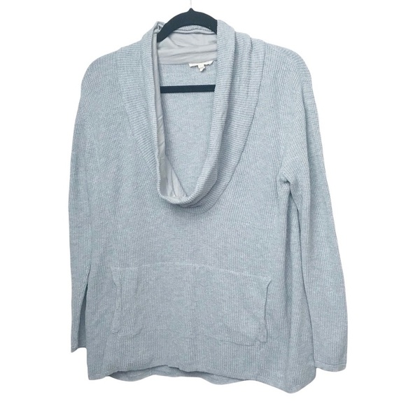 Eileen Fisher Gray Cowl Neck Waffle Knit Pullover Sweater Petite - Picture 1 of 10